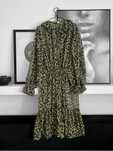 H&M 38 M szyfonowa leopard print midi boho panterka falbanki mgiełka