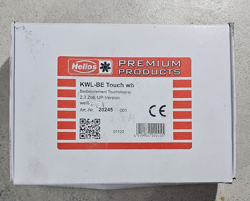 Helios KWL-BE Touch wh - Panel sterowania z wyświetlaczem dotykowym