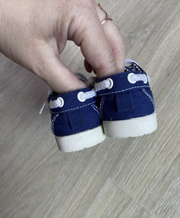 Брендові текстильні дитячі сині хакі кеди  12 16 17