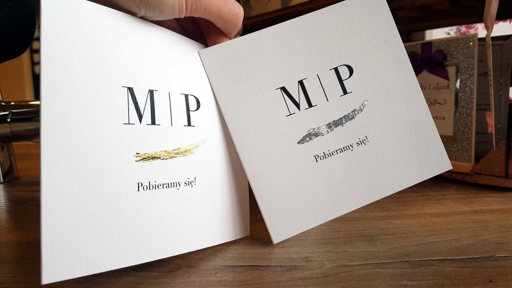 Zaproszenia ślubne GLAMOUR delikatne foliowane