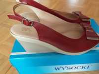 Sandały damskie, rozmiar 38, czerwone, skóra, marki Wysocki