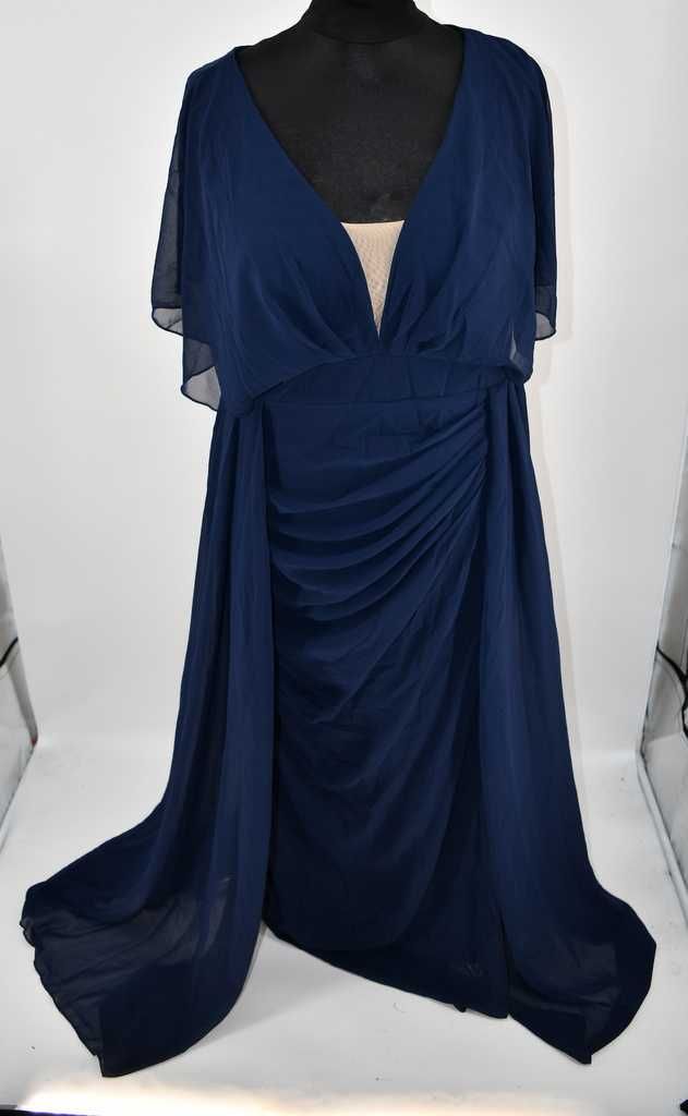 Sukienka wizytowa plus size 2XL granat maxi