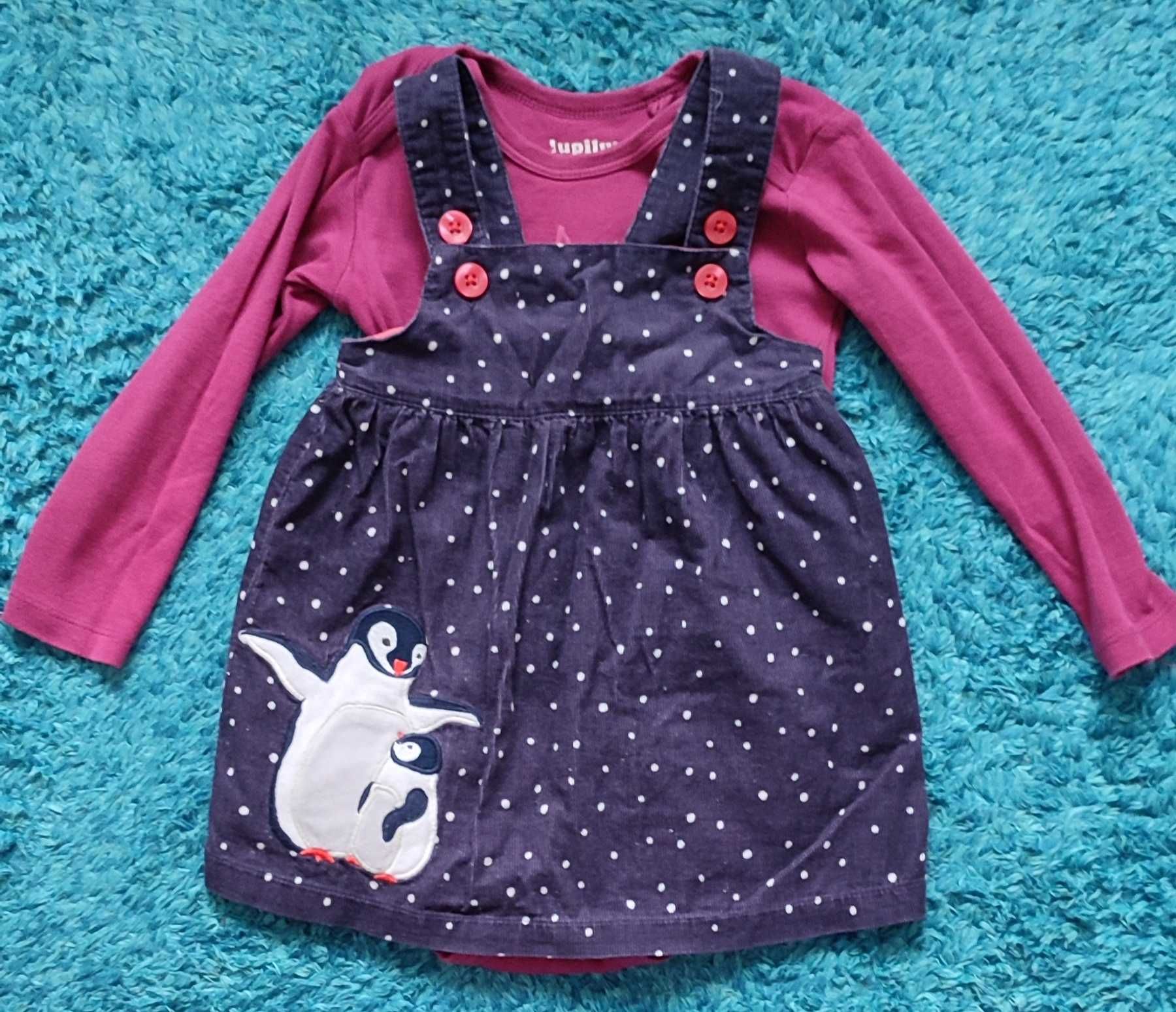 Granatowa sukienka 3-6 m-cy body gratis