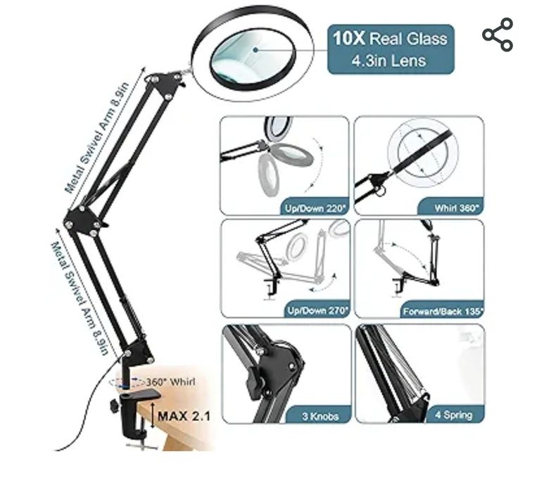 Lupa de grande aumento com luz