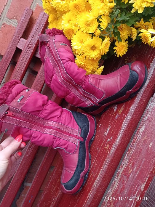 Зимові червоні чобітки для дівчинки 20,3 см по устілці 32 розмір