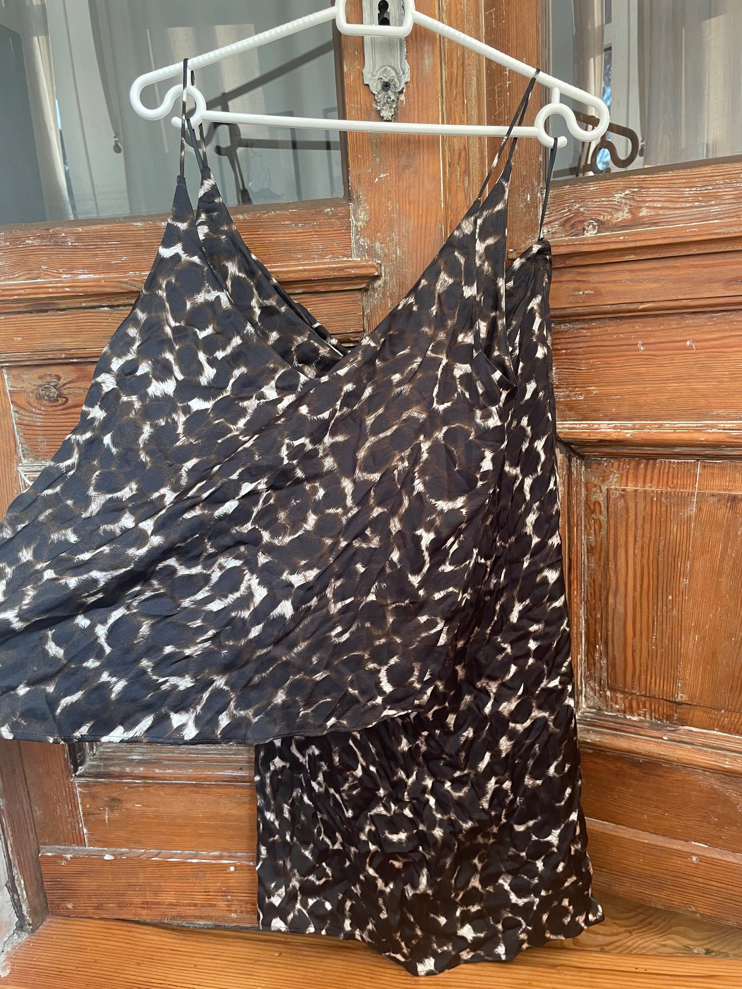 Massimo Dutti nowy komplet panterka leopard top spódnica midi wiskoza