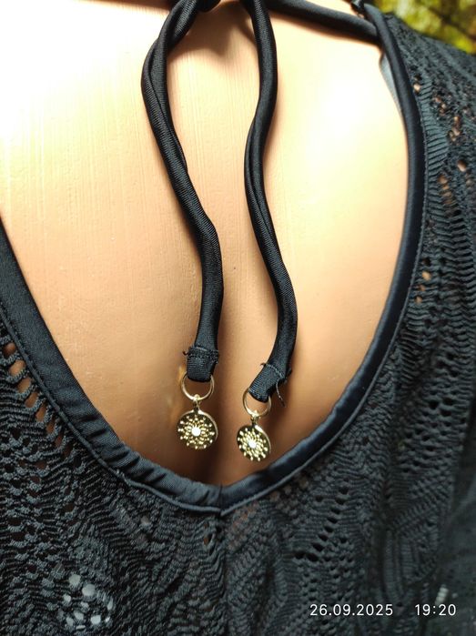 Чорне,мереживне парео,пляжна накидка 46-48 р