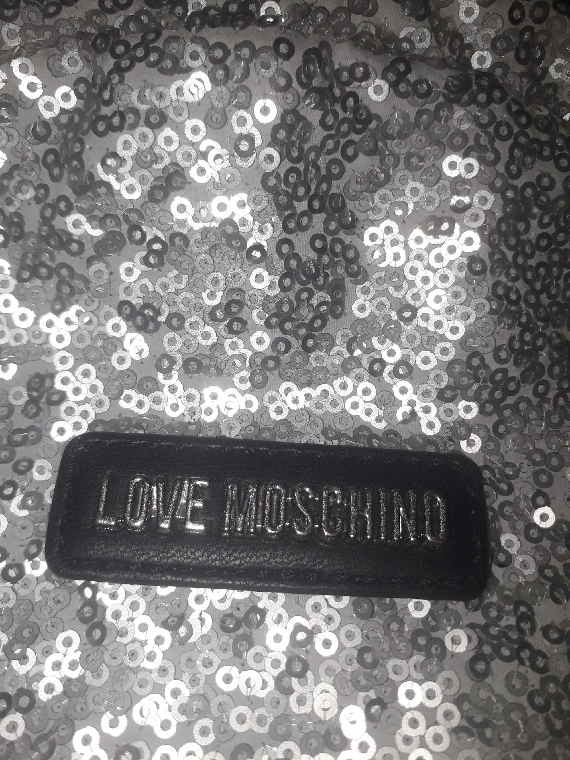 Rewelacyjny plecak Love Moschino srebrny cekiny