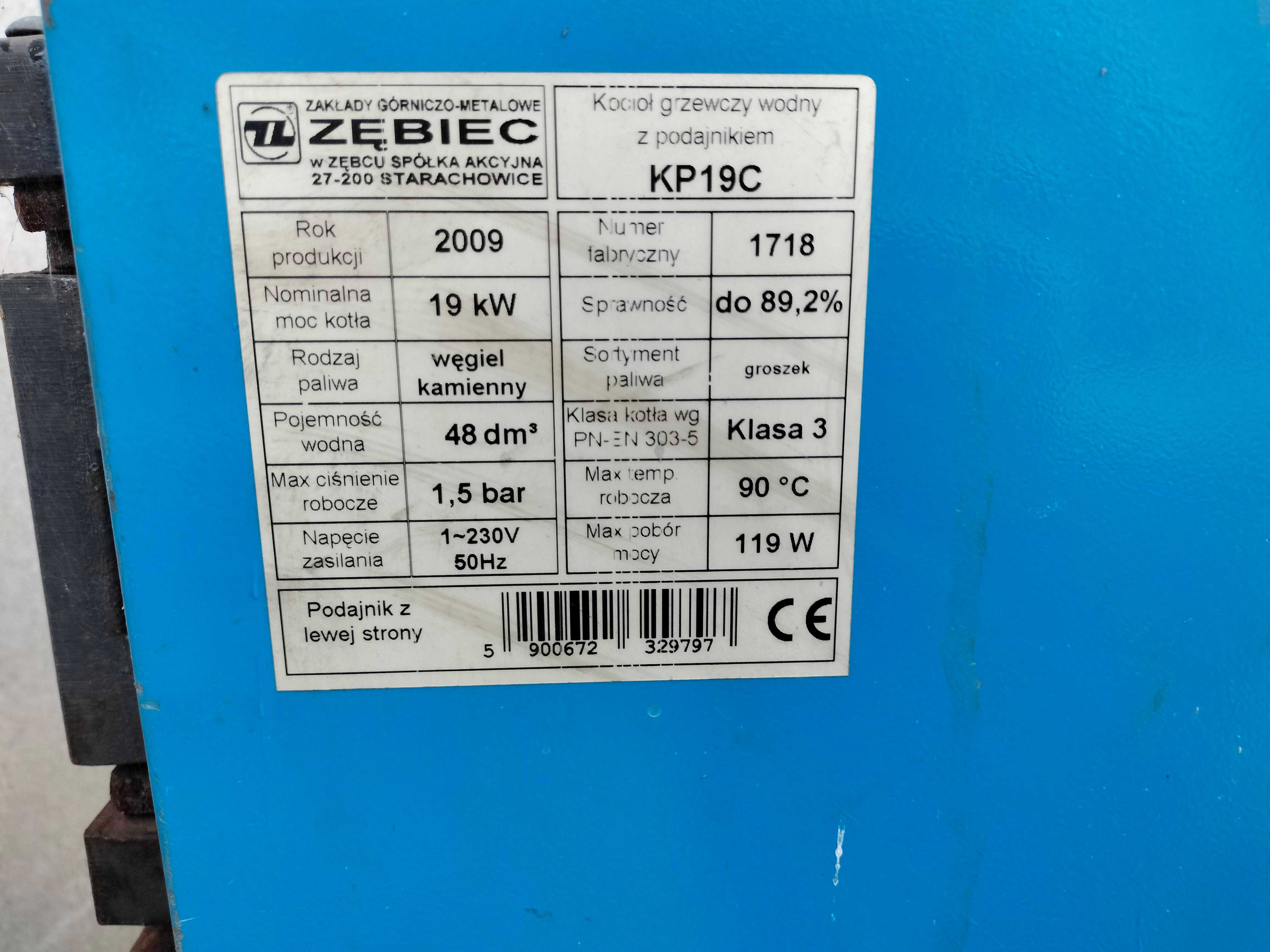 Piec węglowy  - Kocioł grzewczy wodny KP19C firmy"Zębiec"