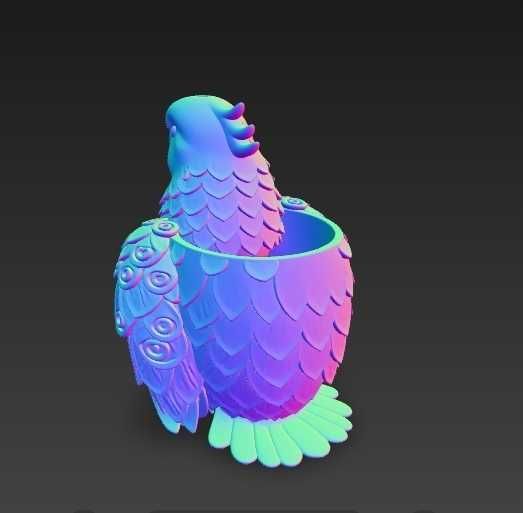 Vaso/Suporte Papagaio Tropical 3D | Decoração Colorida