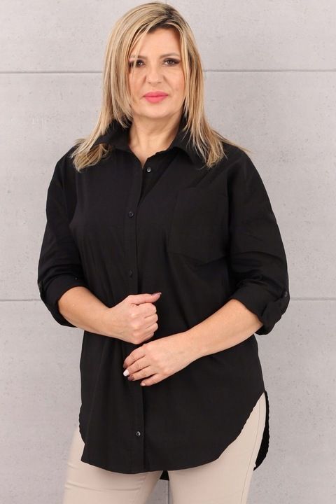Koszula Damska Elegancka Bawełniana Klasyczna Oversize Rozpinana Skosz