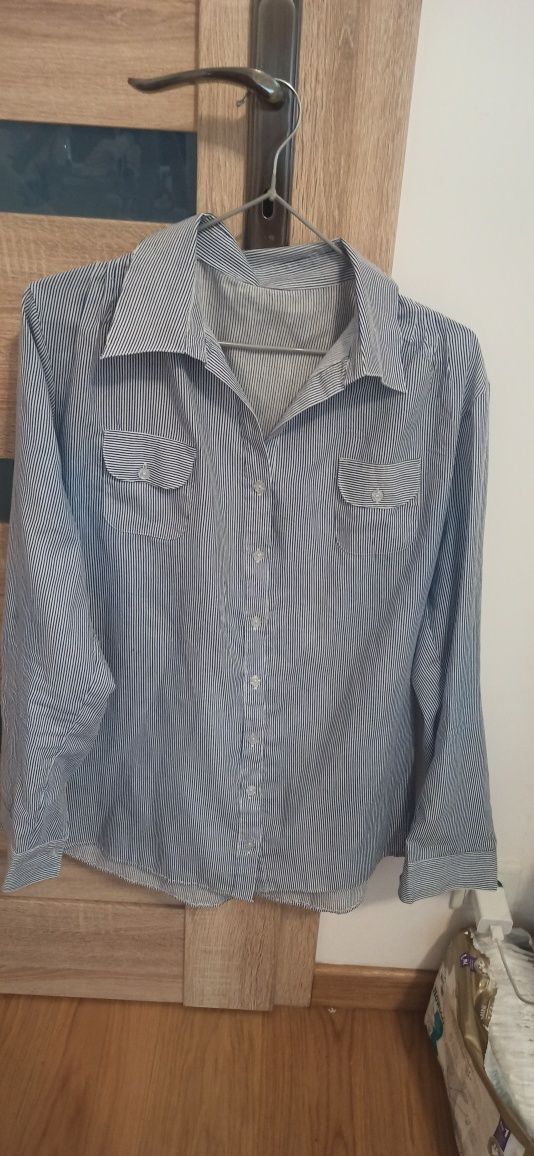 Niebieska bluzka koszula w paski w rozmiarze XL/2XL