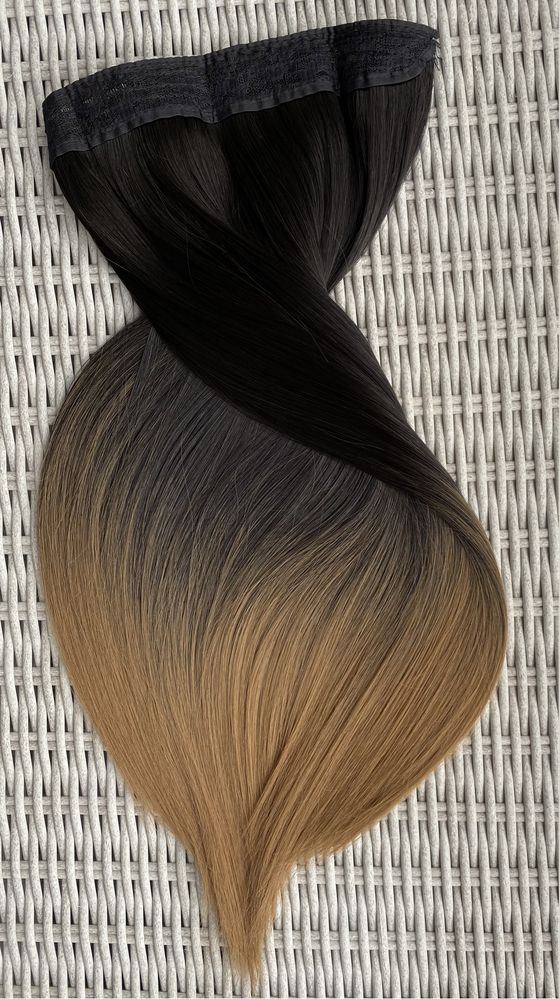 Premium Ultra włosy doczepiane, czarny/c. blond/ombre na żyłce ( 378 )