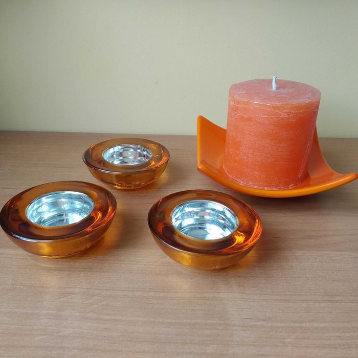 Świeczniki pod tealighty + świeczka - zestaw dekoracyjny