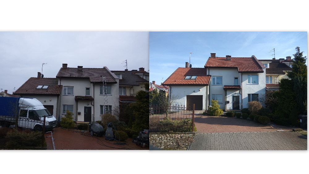mycie elewacji, malowanie dachu, kostki brukowej