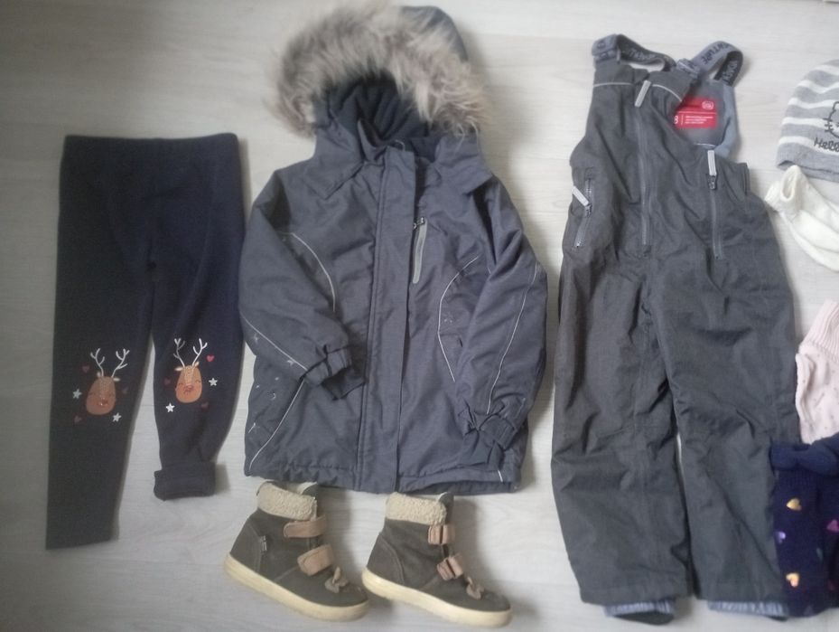 Spodnie ocieplane kurtka zimowa narciarska Primaloft rękawiczki kozaki