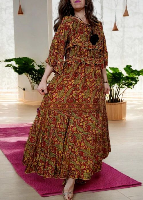 Kolorowa sukienka damska długa maxi indyjska  boho bohema gypsy hippie