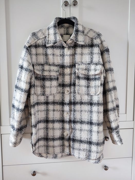 H&M kurtka koszulowa XS S M biała kremowa szara