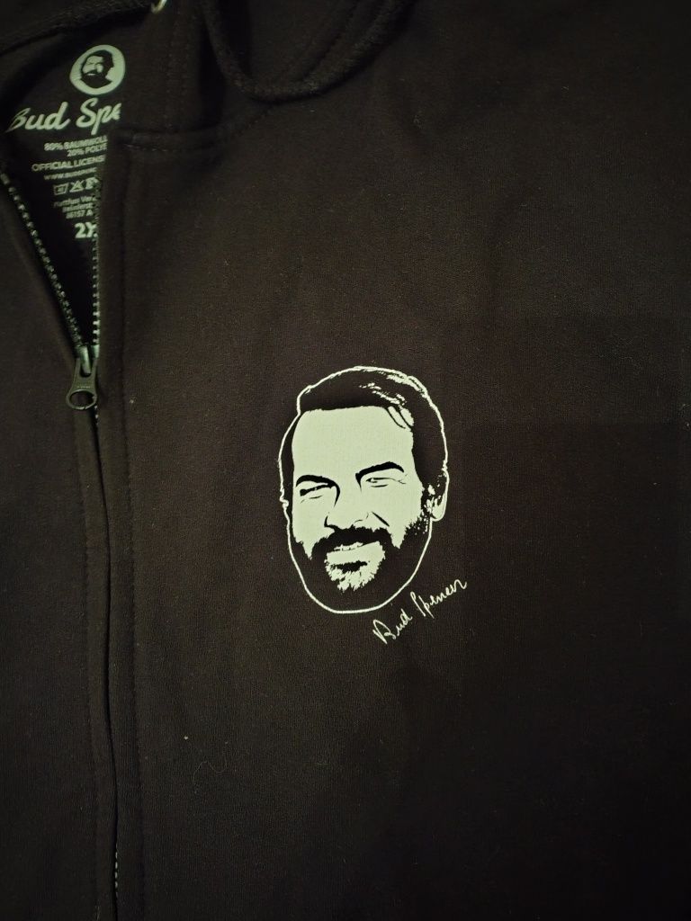 Ciepła czarna bluza z kapturem rozpinana Bud Spencer 2XL