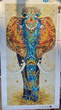 Готова алмазна мозаїка 60х110 Золотий індійський слон