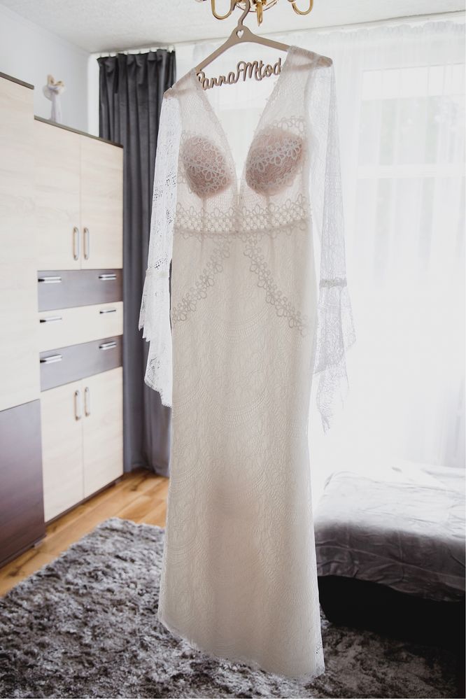 Suknia ślubna boho Damaris Anne Marie Ivory/Nude