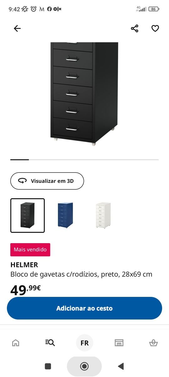 Bloco de gavetas escritório ikea