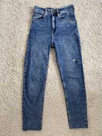 Granatowe dżinsy jeansy skinny z dziurami Pull&Bear rozm XS 34