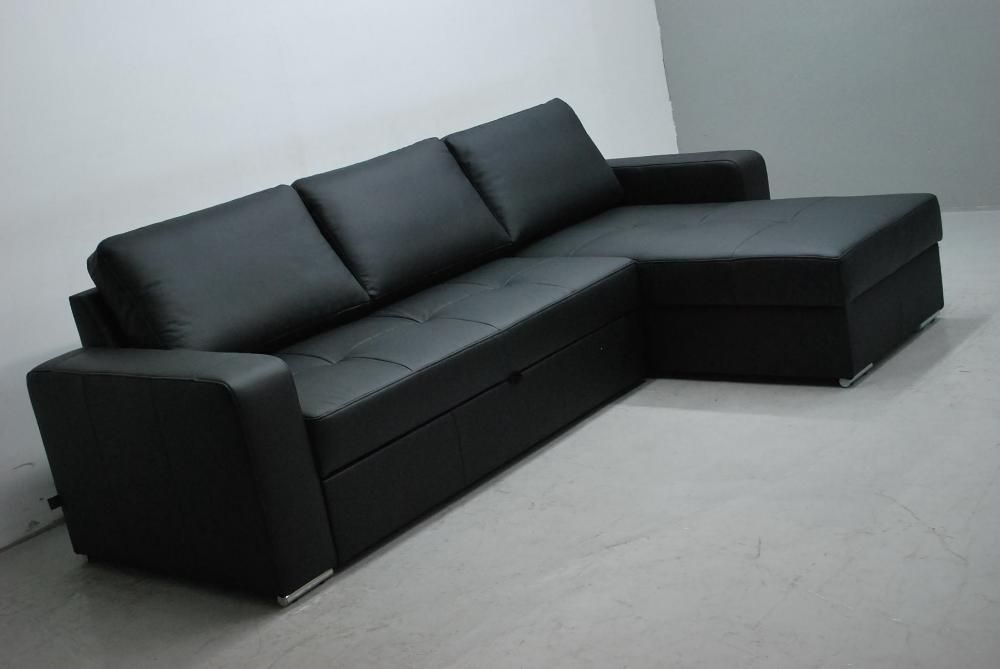 LJS skóra naturalna narożnik spanie pojemnik czarny sofa kanapa rogówk