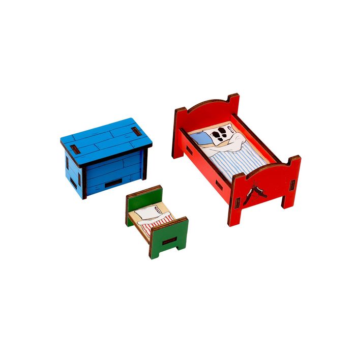 Meble do domku dla lalek sypialnia Pippi Langstrumpf, zestaw