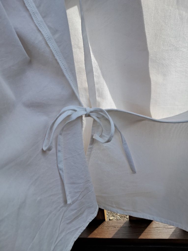 Bawełniana bluzka H&M biała kopertowa bufiaste rękawy