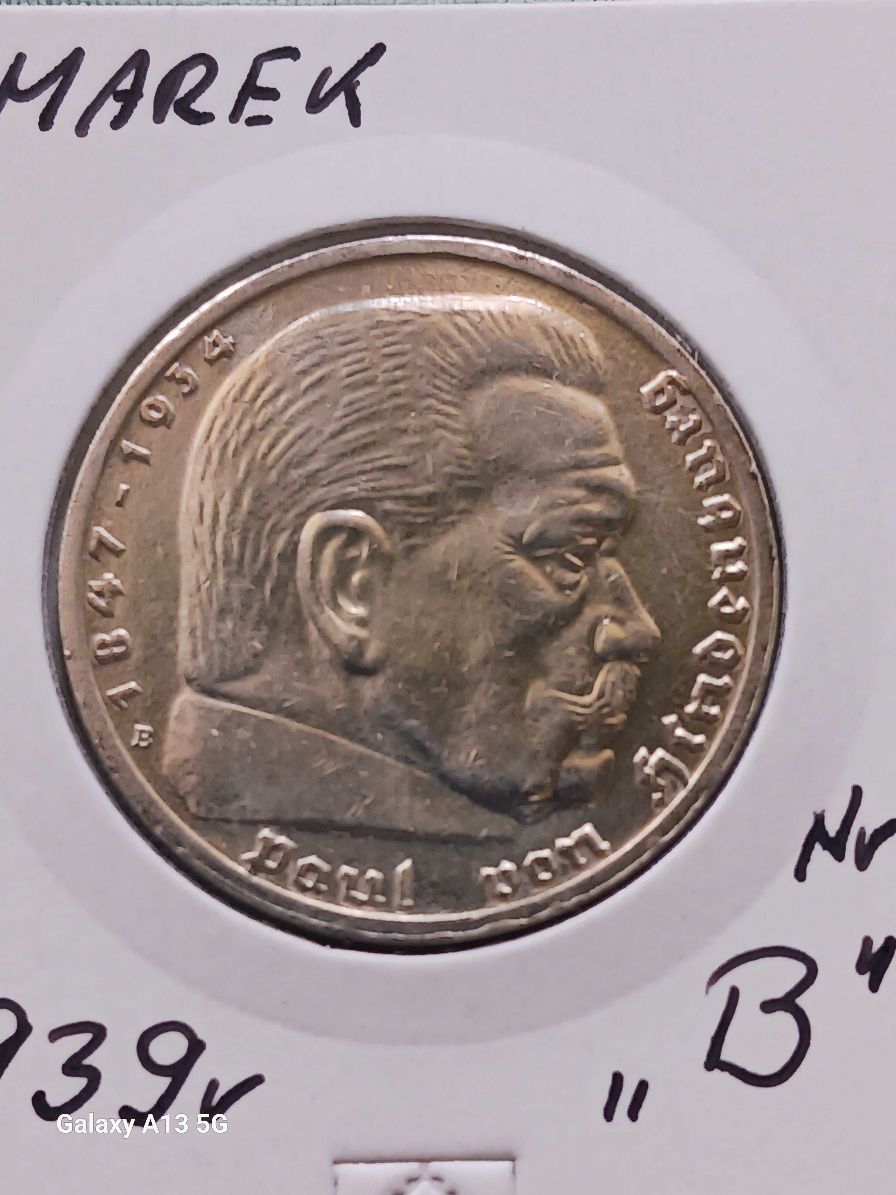 5 Marek Niemcy 1939 r. -Paul von Hindenburg - men. B - nr. 2