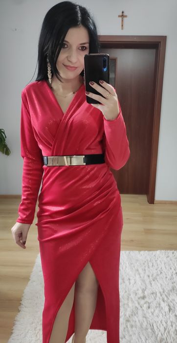 Sukienka długa maxi welur błyszcząca święta wigilia sylwester