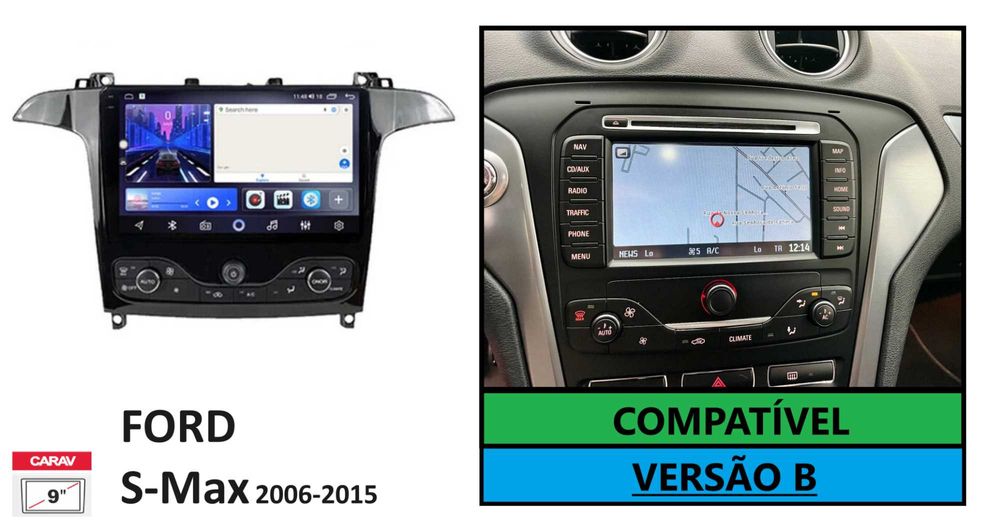 (NOVO) Rádio 2DIN • Ford S-MAX (2006 a 2011) • Android GPS [4+32GB]