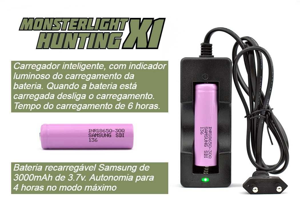 Kit lanterna para esperas Hunting X-1 led branco 3000 lumens só 1 modo