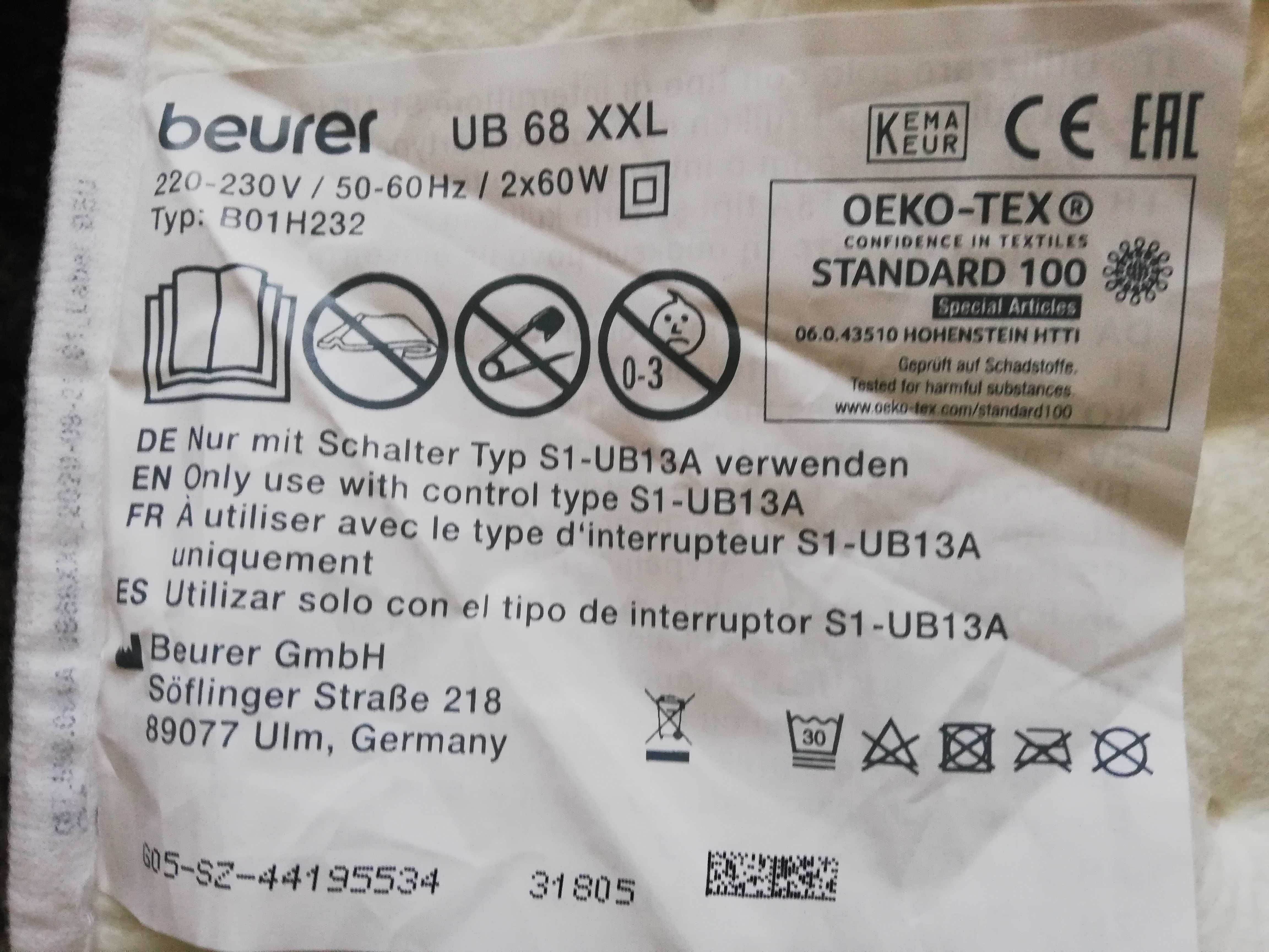 Mata elektryczny beurer UB68 XXL