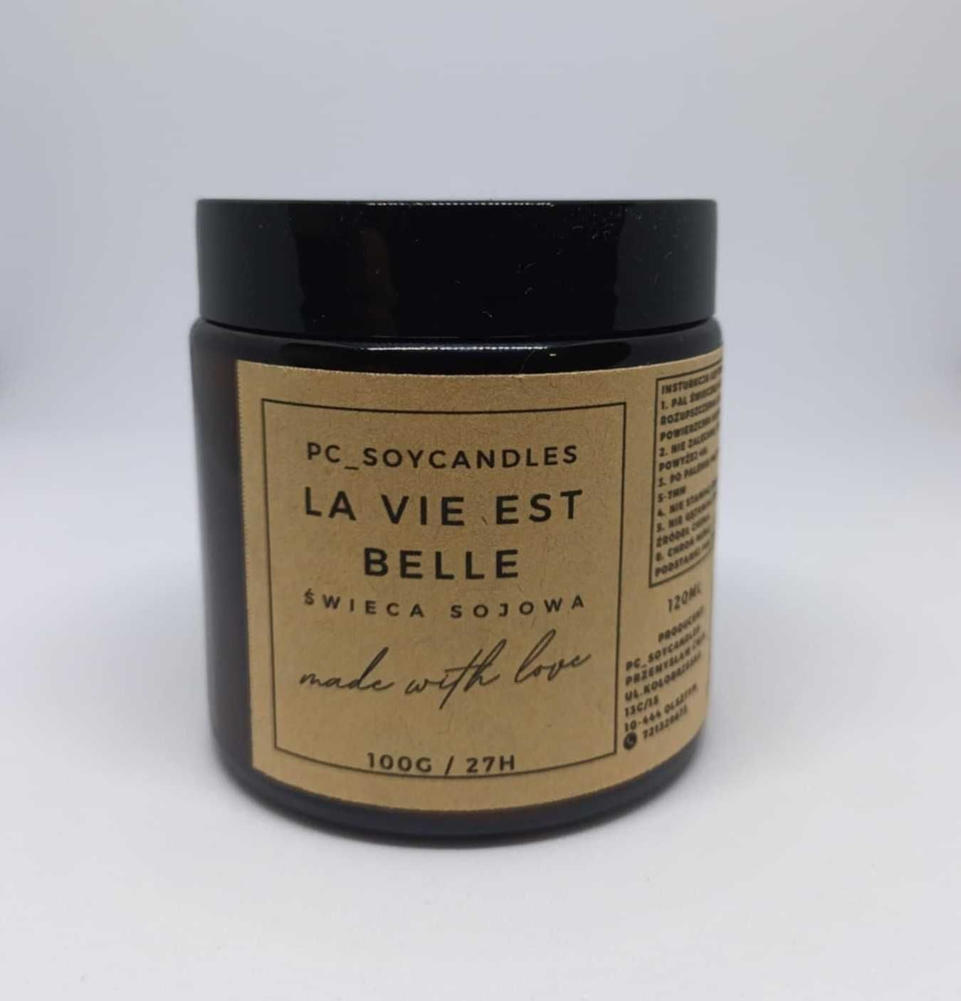 Świeca Sojowa Zapachowa La Vie Est Belle 120ml 27h