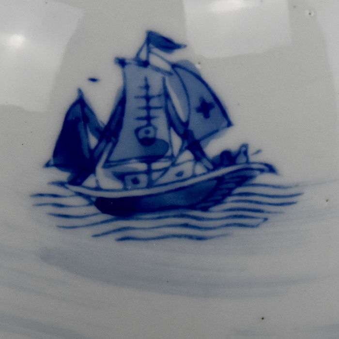 Jarra / Jarrão em porcelana, decoração de porto europeu a Azul e Branc