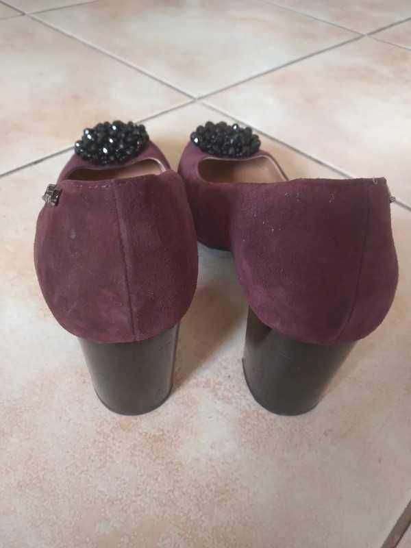 Buty na obcasie eleganckie Lizard polskie zamsz skórzane