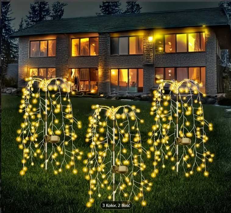 2x Lampa Ogrodowa Solarna LED Wodospad Druciki Drzewko Lampki Ogrodu