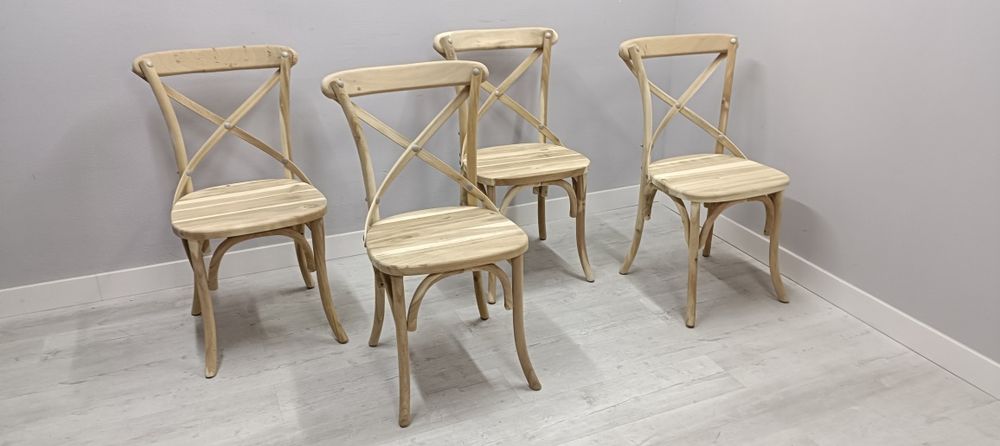 Krzesła drewniane krzyżak Fameg, szlifowane do malowania dost. 30szt