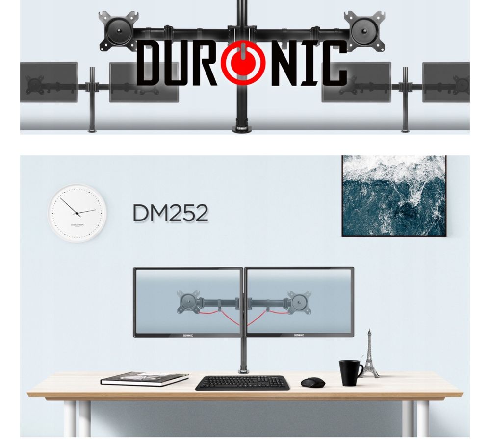 Uchwyt biurkowy na monitor lub dwa monitory Duronic DM252