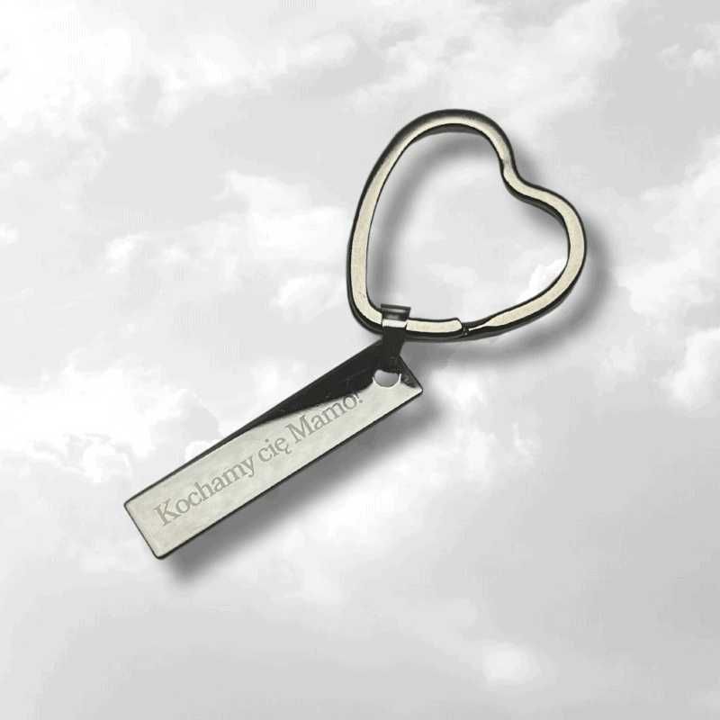 Stylowy prostokątny metalowy personalizowany brelok z własnym grawerem