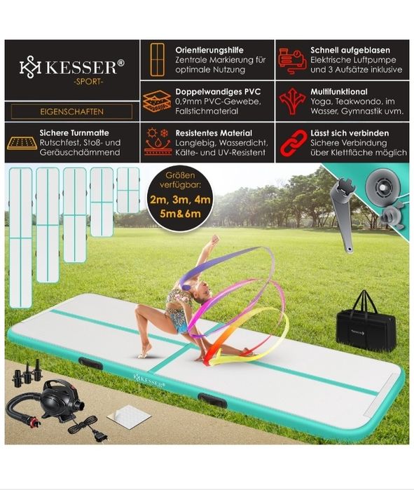 Dmuchana mata gimnastyczna Airtrack Fitness Mat 4m
