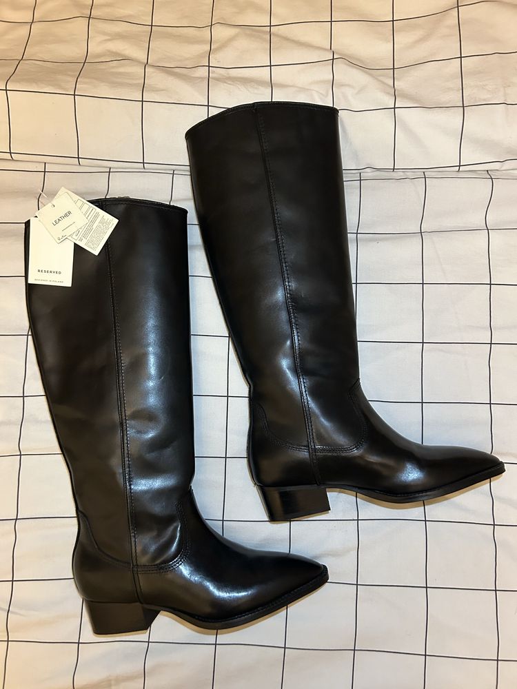 Skórzane kozaki leather Reserved 37 nowe skóra