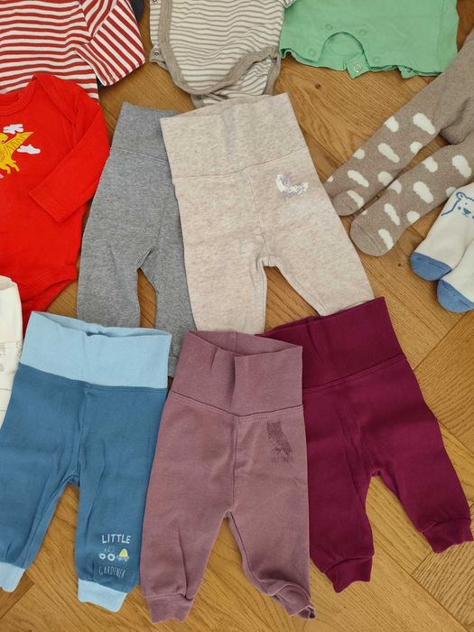 Paka ubranek dla chłopczyka 50-56 bawełna wyprawka niemowlęca