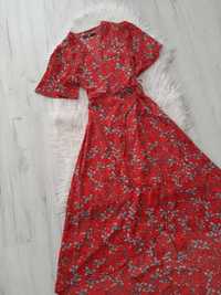 Missguided piękna długa sukienka czerwona XS