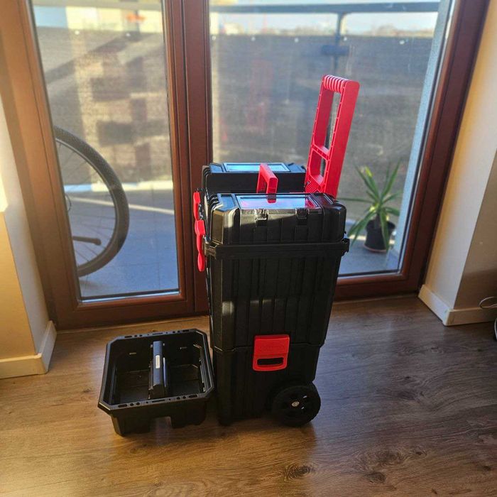 XXL Nowa Mocna Skrzynka Narzędziowa Na Kółkach Budowa+GRATIS Organizer