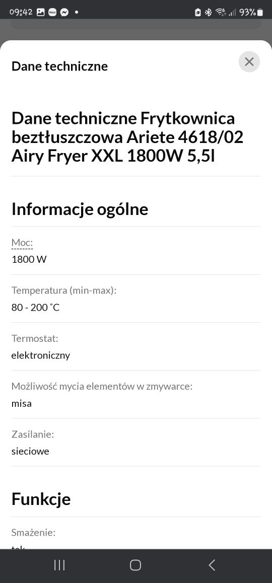 Frytkownica airfryer Ariete xxl