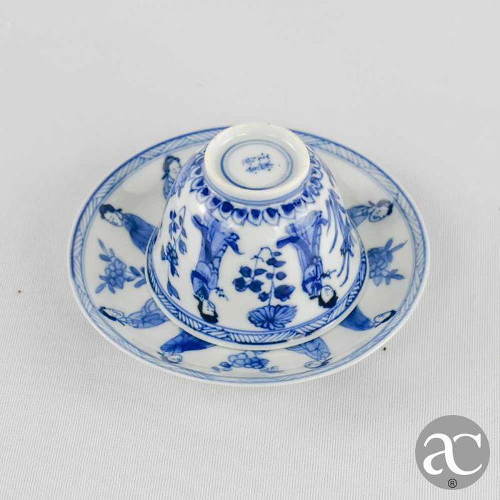 Par de taças e pires porcelana Chinesa, Período Kangxi, séc. XVII