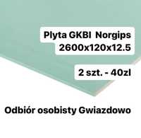 Płyta gipsowa impregnowana GKBI TYP H2 2600 x 1200 x 12.5 mm NORGIPS